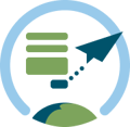 Icon graphic of a message being sent